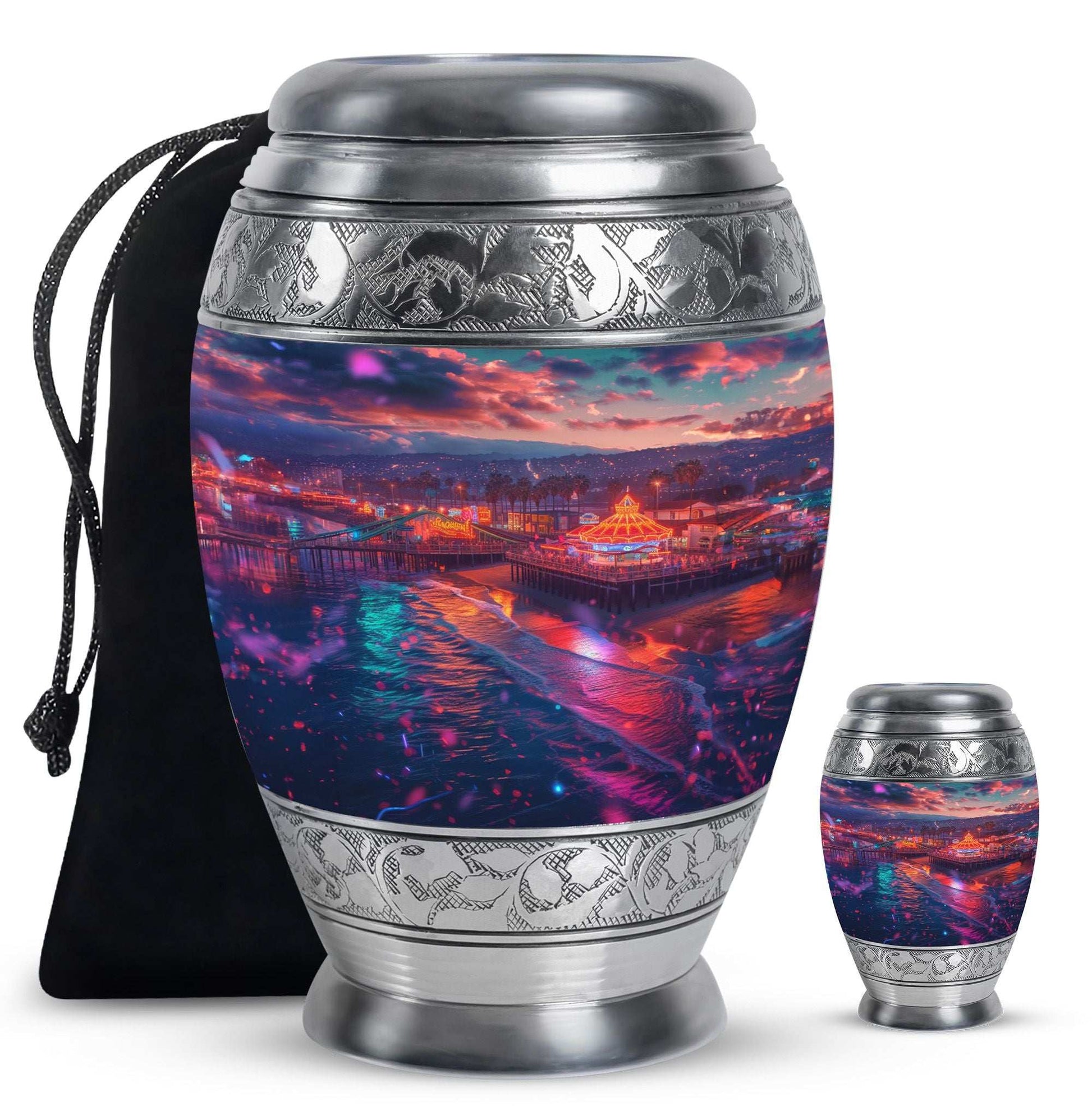 Beach Theme Large Urn With 1 Keepsake Urn