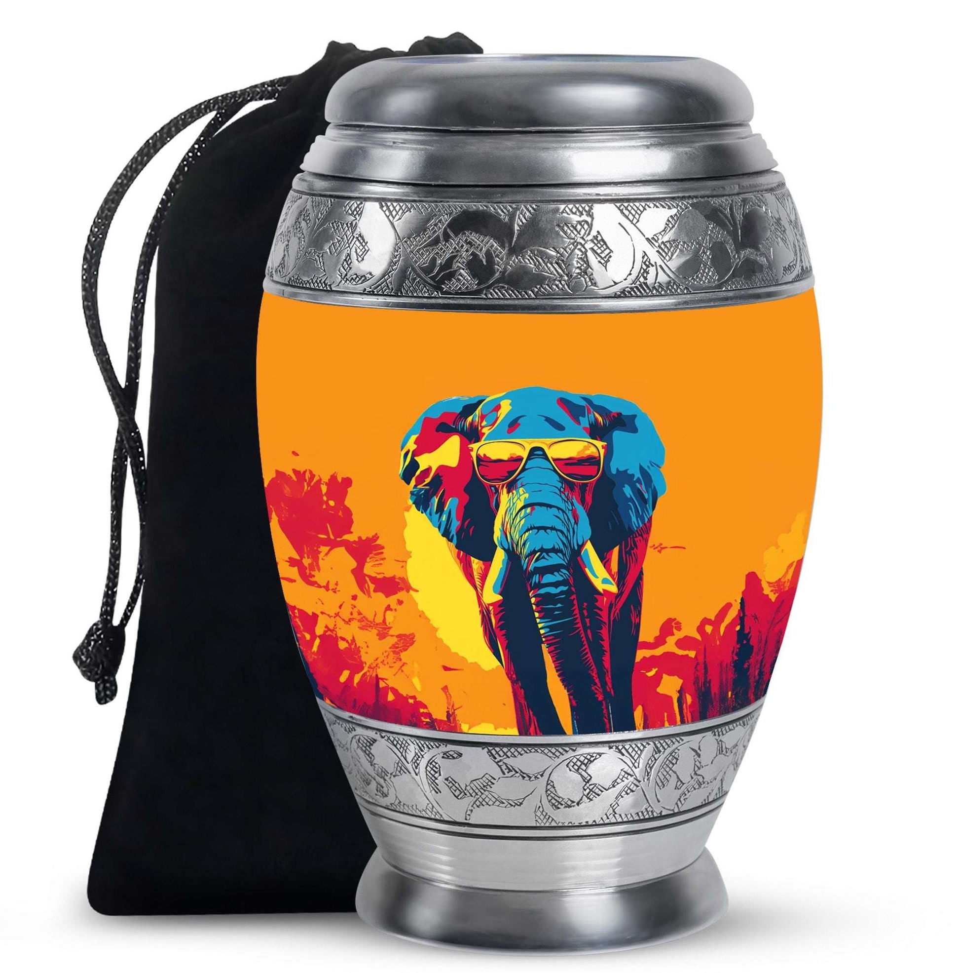 Elephant Theme Large Urn 10 Inch