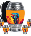 Elephant Theme Large Urn With 4 Keepsake Urn