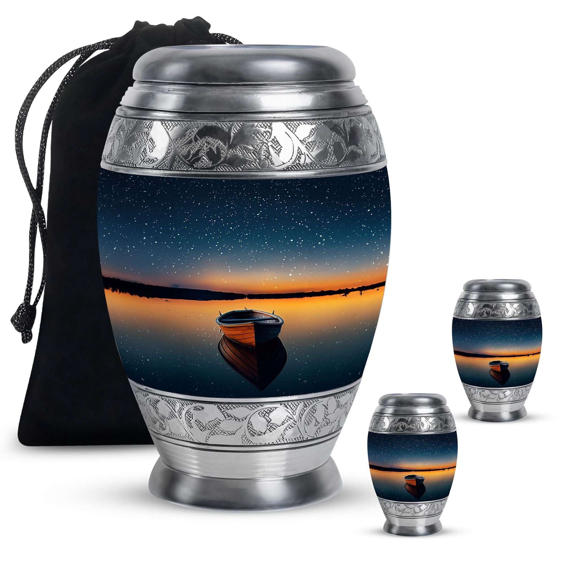 Boat Theme Large Urn With 2 Keepsake Urn