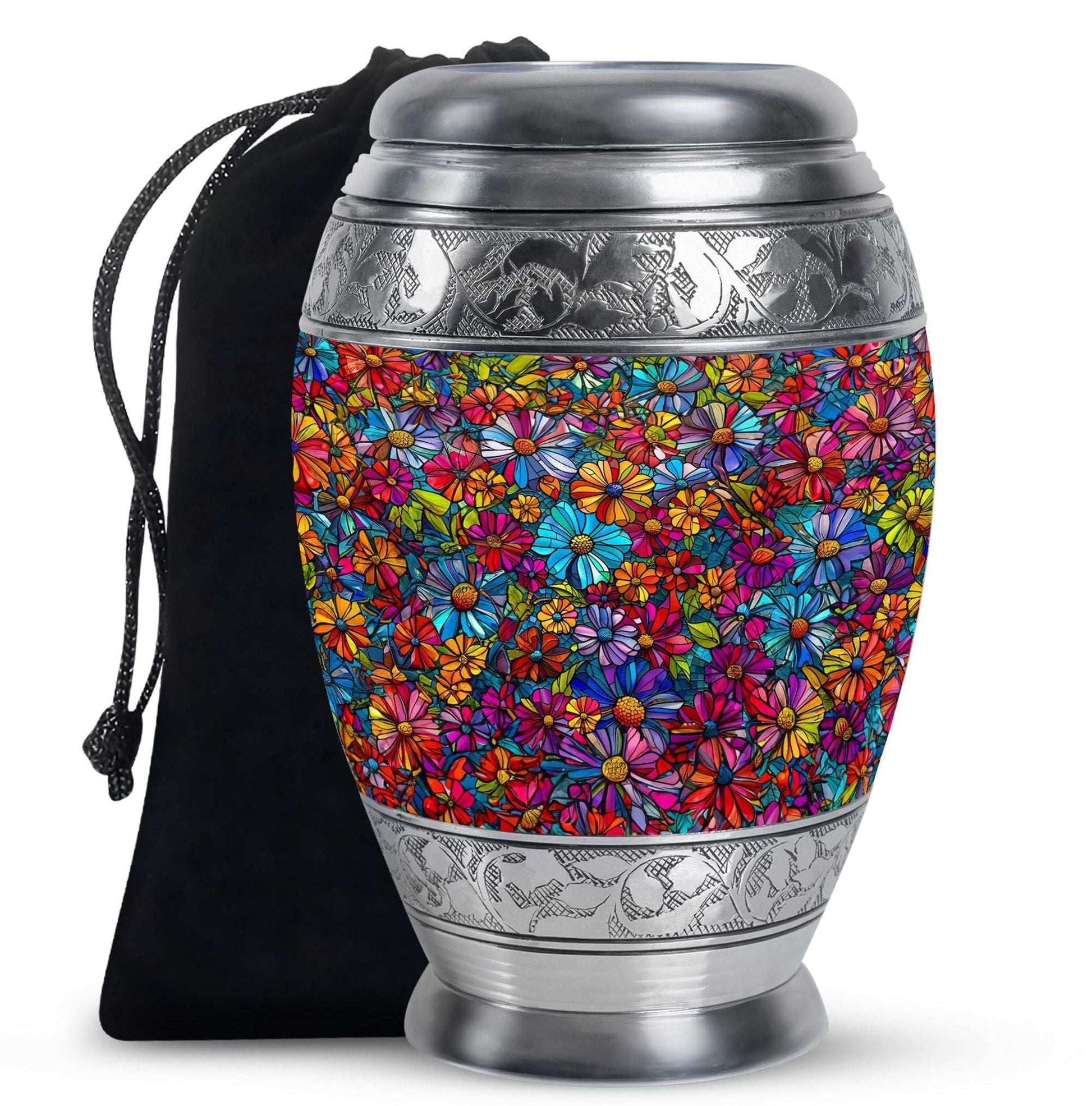 Flowers Theme Large Urn 10 Inch