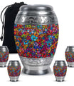 Flowers Theme Large Urn With 4 Keepsake Urn
