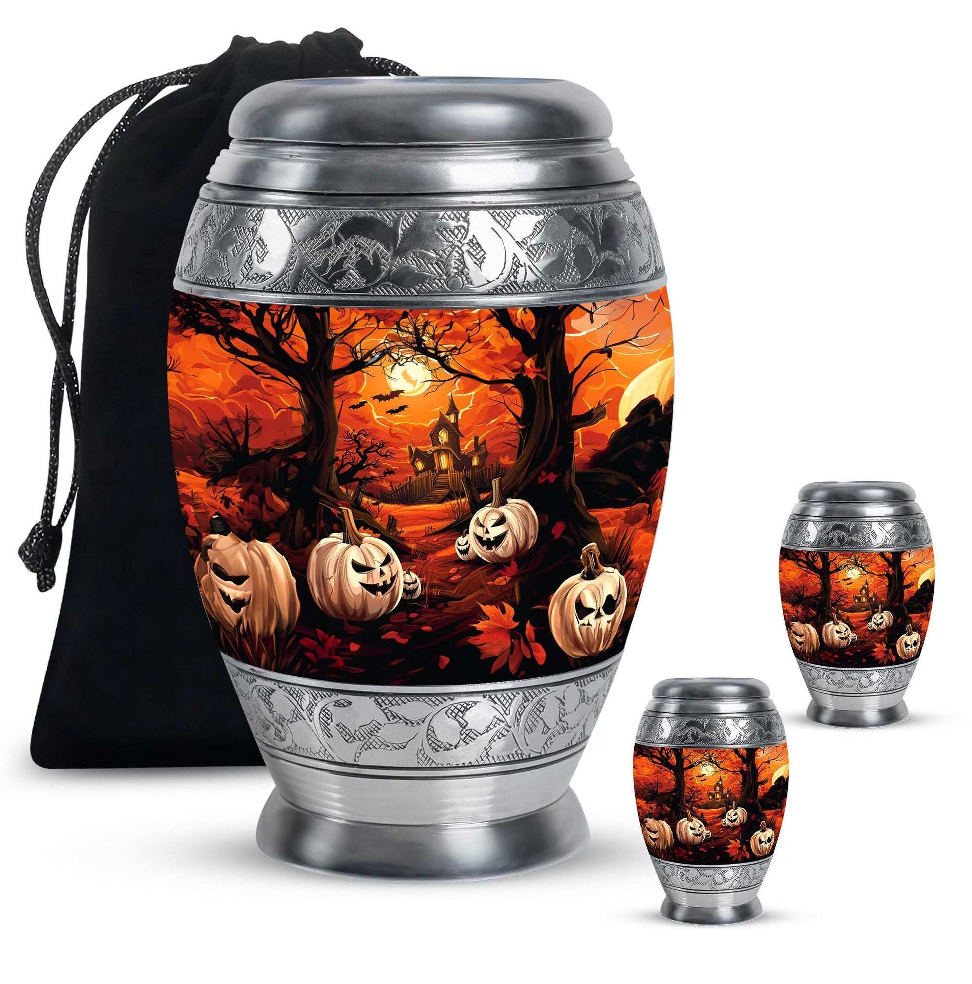 Halloween Theme Large Urn With 2 Keepsake Urn