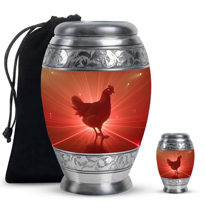 Chicken Theme Large Urn With 1 Keepsake Urn