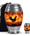 Chicken Theme Large Urn With 1 Keepsake Urn