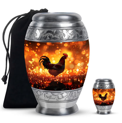 Chicken Theme Large Urn With 1 Keepsake Urn