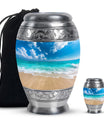 Beach Theme Large Urn With 1 Keepsake Urn