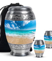 Beach Theme Large Urn With 2 Keepsake Urn
