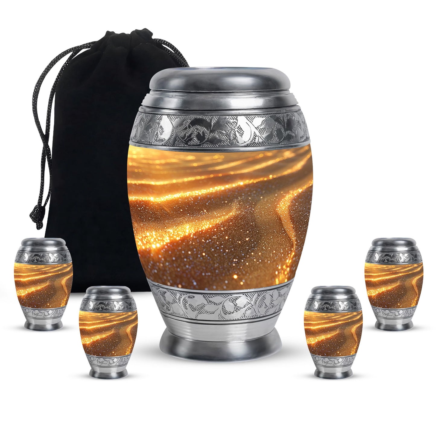Beach Theme Large Urn With 4 Keepsake Urn