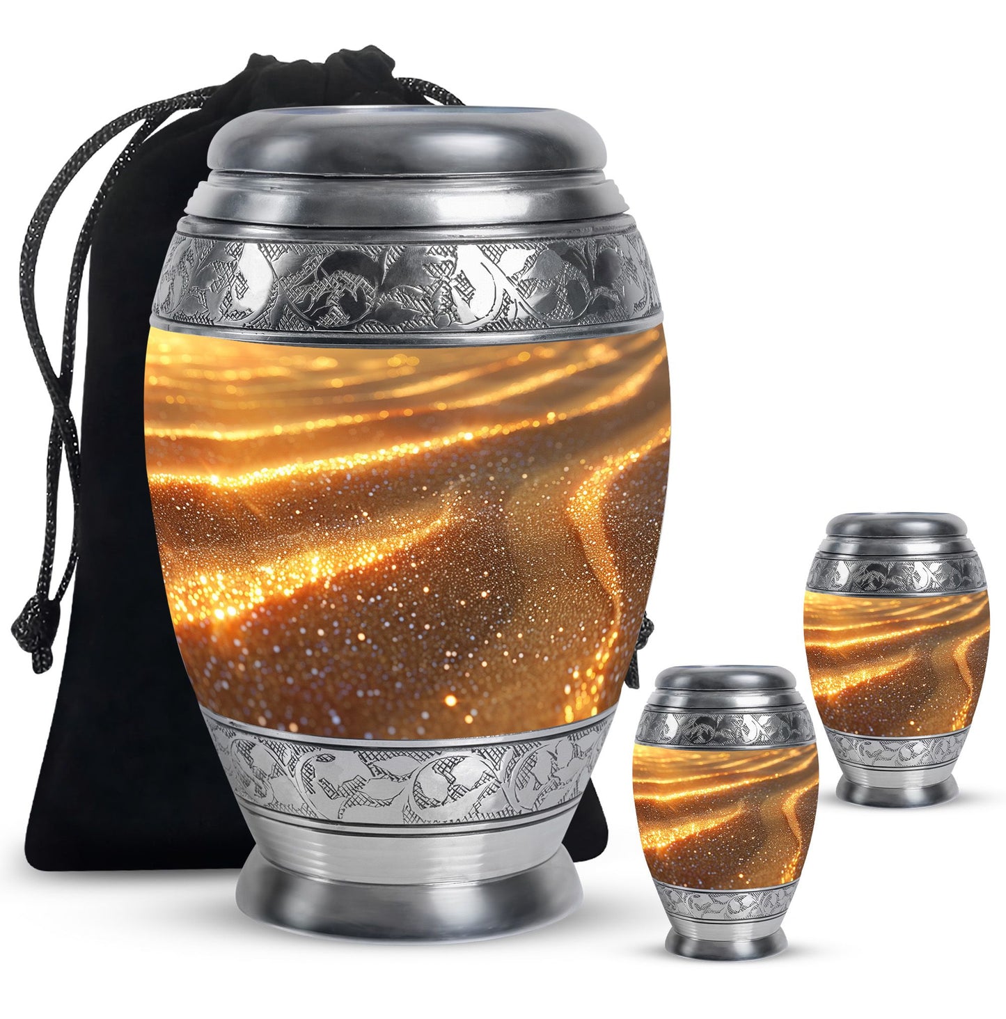 Beach Theme Large Urn With 2 Keepsake Urn