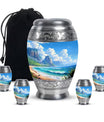 Beach Theme Large Urn With 4 Keepsake Urn