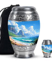 Beach Theme Large Urn With 1 Keepsake Urn