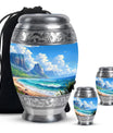 Beach Theme Large Urn With 2 Keepsake Urn