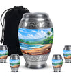 Beach Theme Large Urn With 4 Keepsake Urn