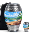 Beach Theme Large Urn With 1 Keepsake Urn