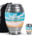 Beach Theme Large Urn With 1 Keepsake Urn