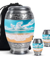 Beach Theme Large Urn With 2 Keepsake Urn