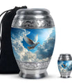 Dove Theme Large Urn With 1 Keepsake Urn