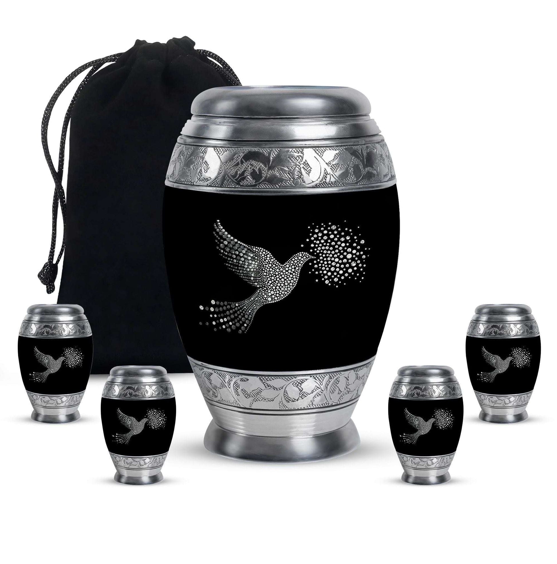 Dove Theme Large Urn With 4 Keepsake Urn