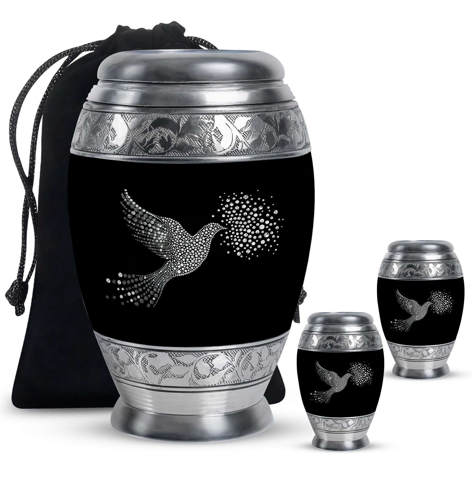Dove Theme Large Urn With 2 Keepsake Urn
