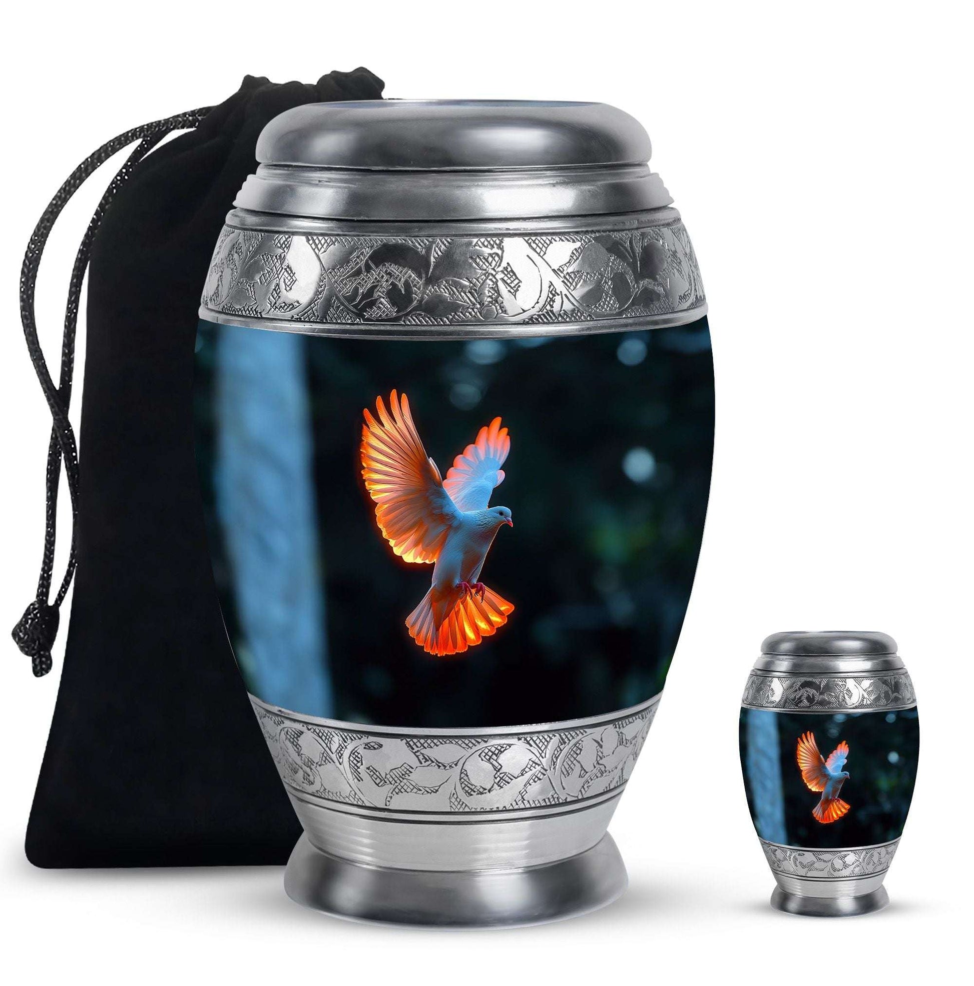 Dove Theme Large Urn With 1 Keepsake Urn
