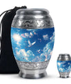 Dove Theme Large Urn With 1 Keepsake Urn