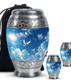 Dove Theme Large Urn With 2 Keepsake Urn