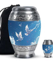 Dove Theme Large Urn With 1 Keepsake Urn
