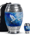 Dove Theme Large Urn With 1 Keepsake Urn