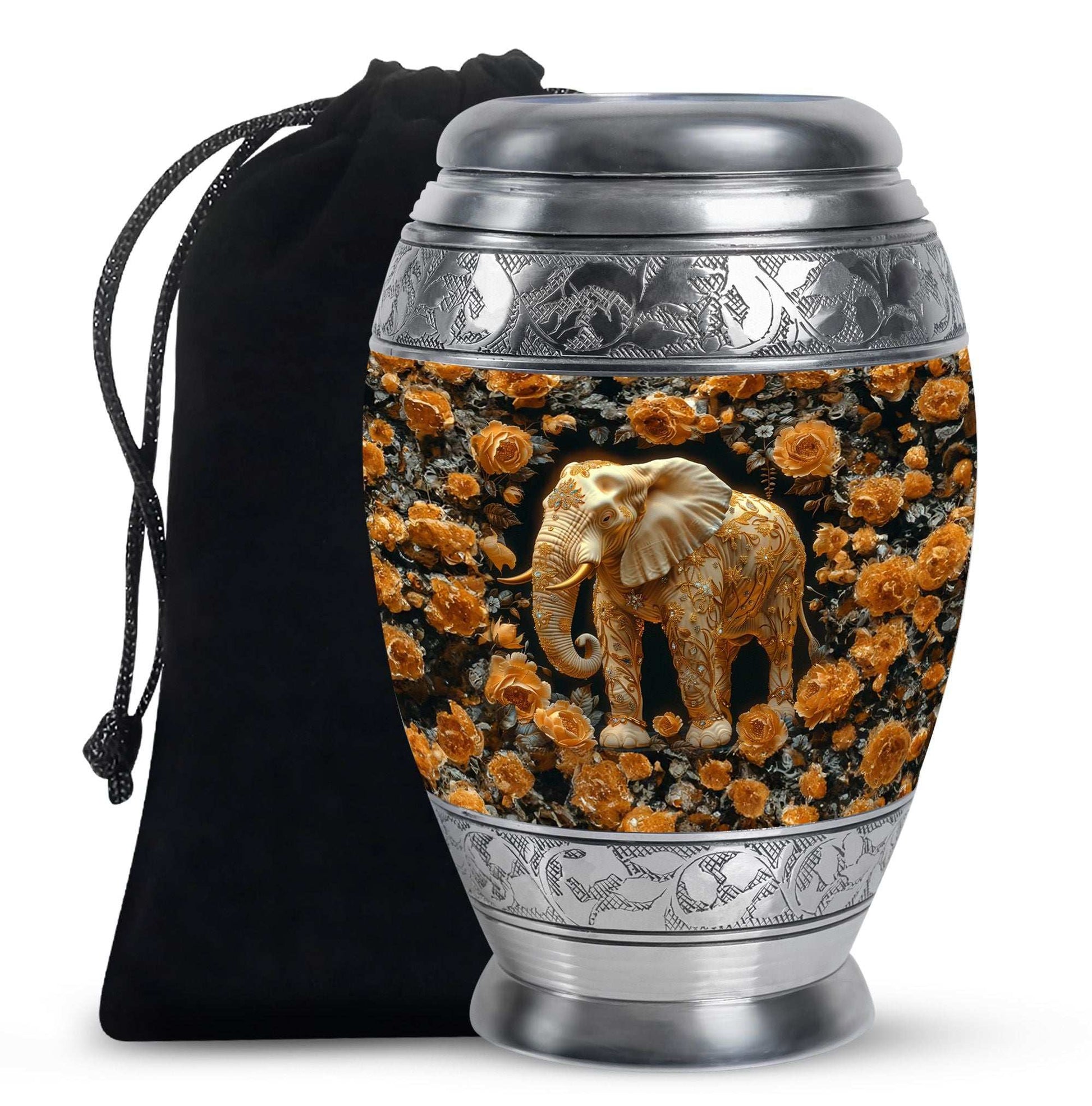 Elephant Theme Large Urn 10 Inch
