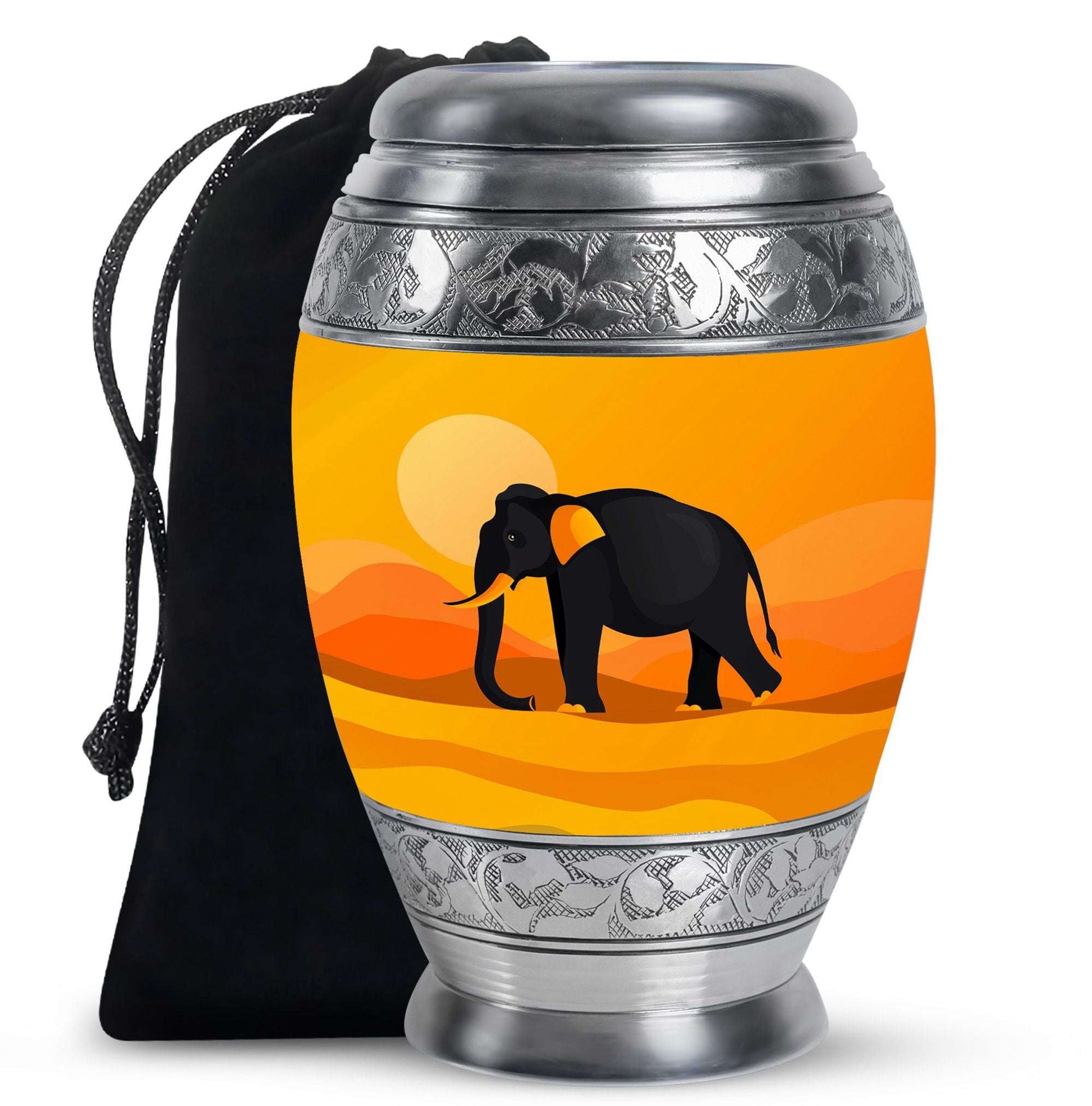 Elephant Theme Large Urn 10 Inch