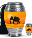Elephant Theme Large Urn With 1 Keepsake Urn