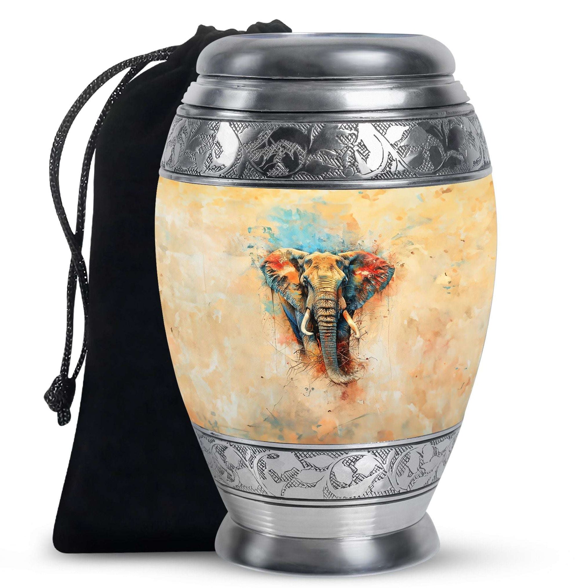 Elephant Theme Large Urn 10 Inch