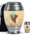 Elephant Theme Large Urn With 1 Keepsake Urn