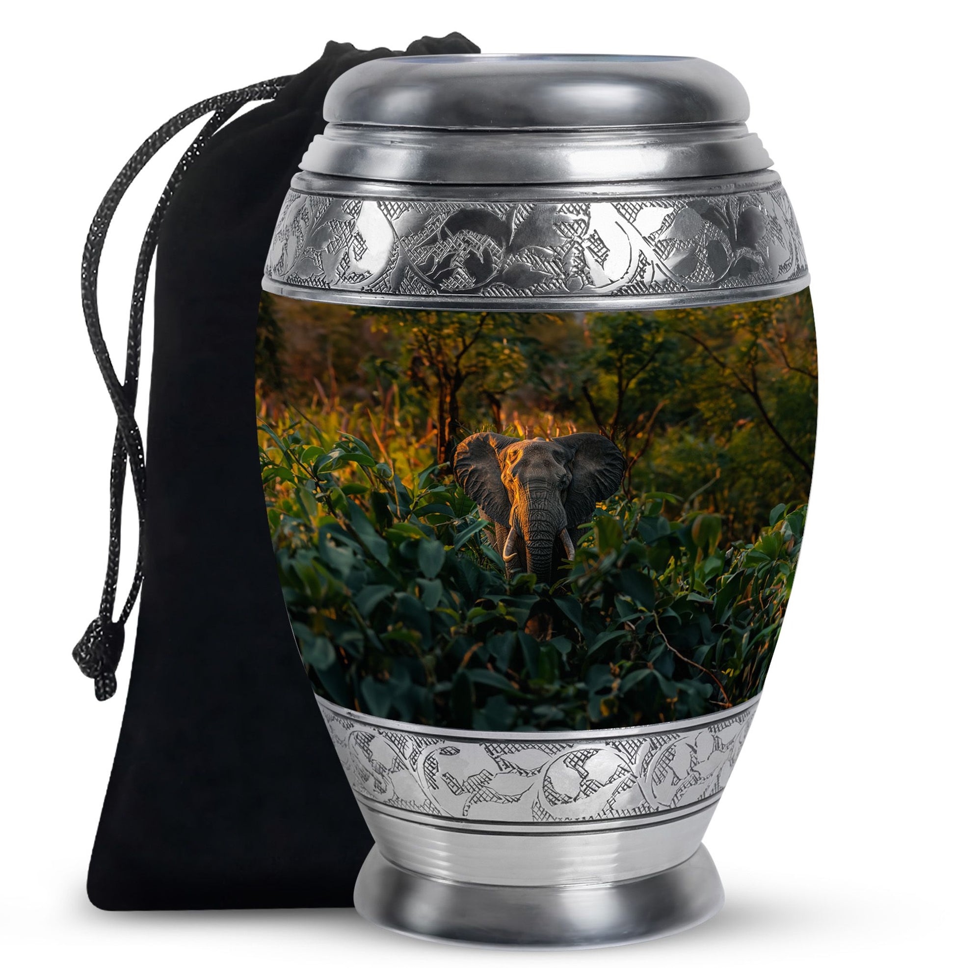 Elephant Theme Large Urn 10 Inch