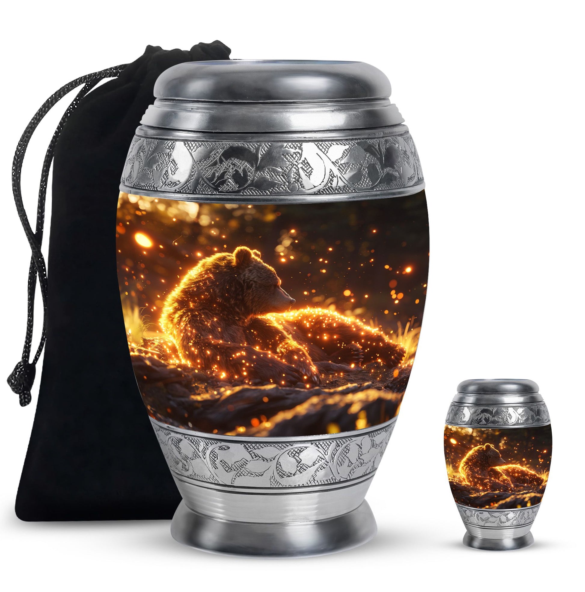 Bear Theme Large Urn With 1 Keepsake Urn