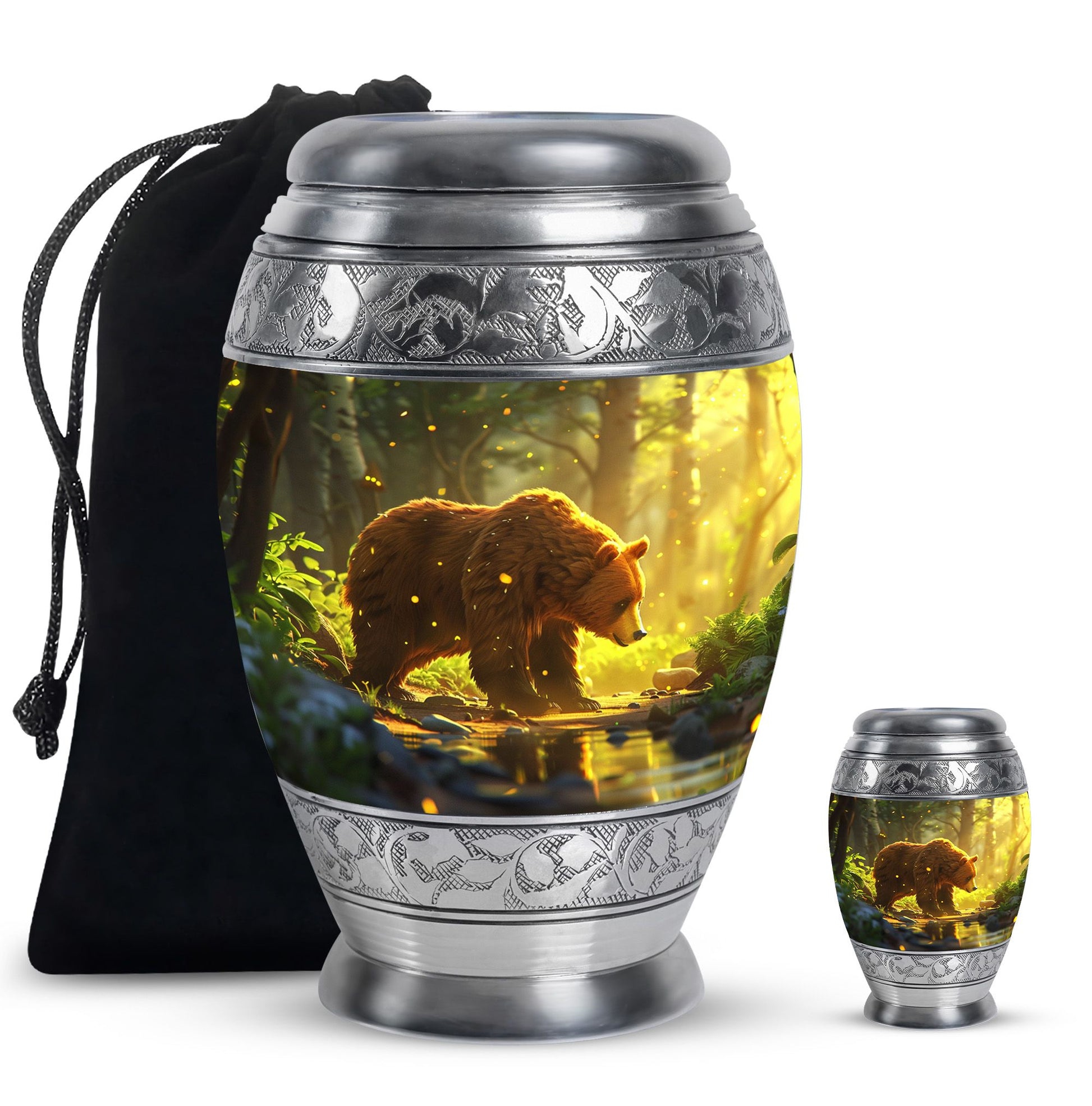 Bear Theme Large Urn With 1 Keepsake Urn