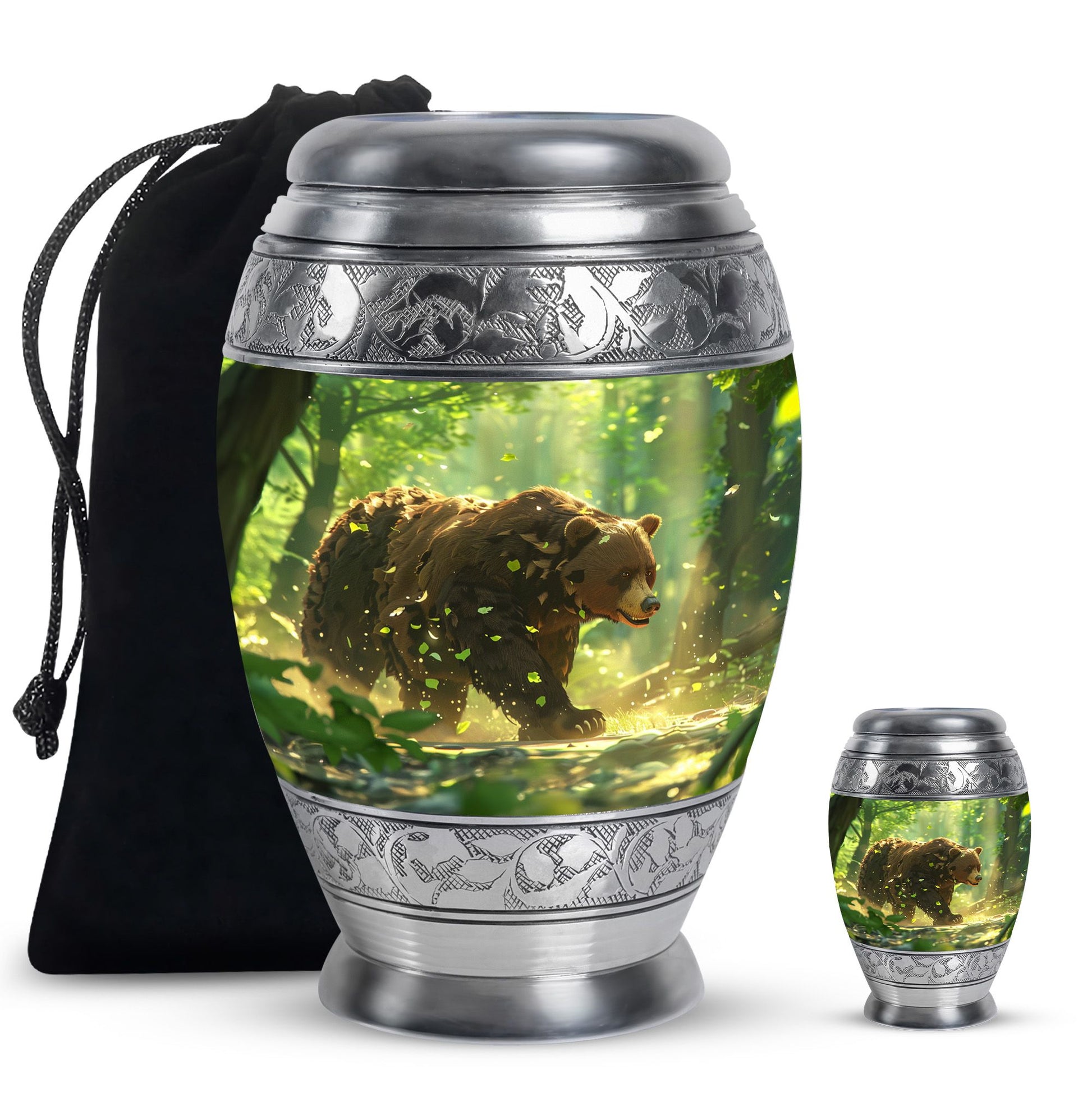 Bear Theme Large Urn With 1 Keepsake Urn