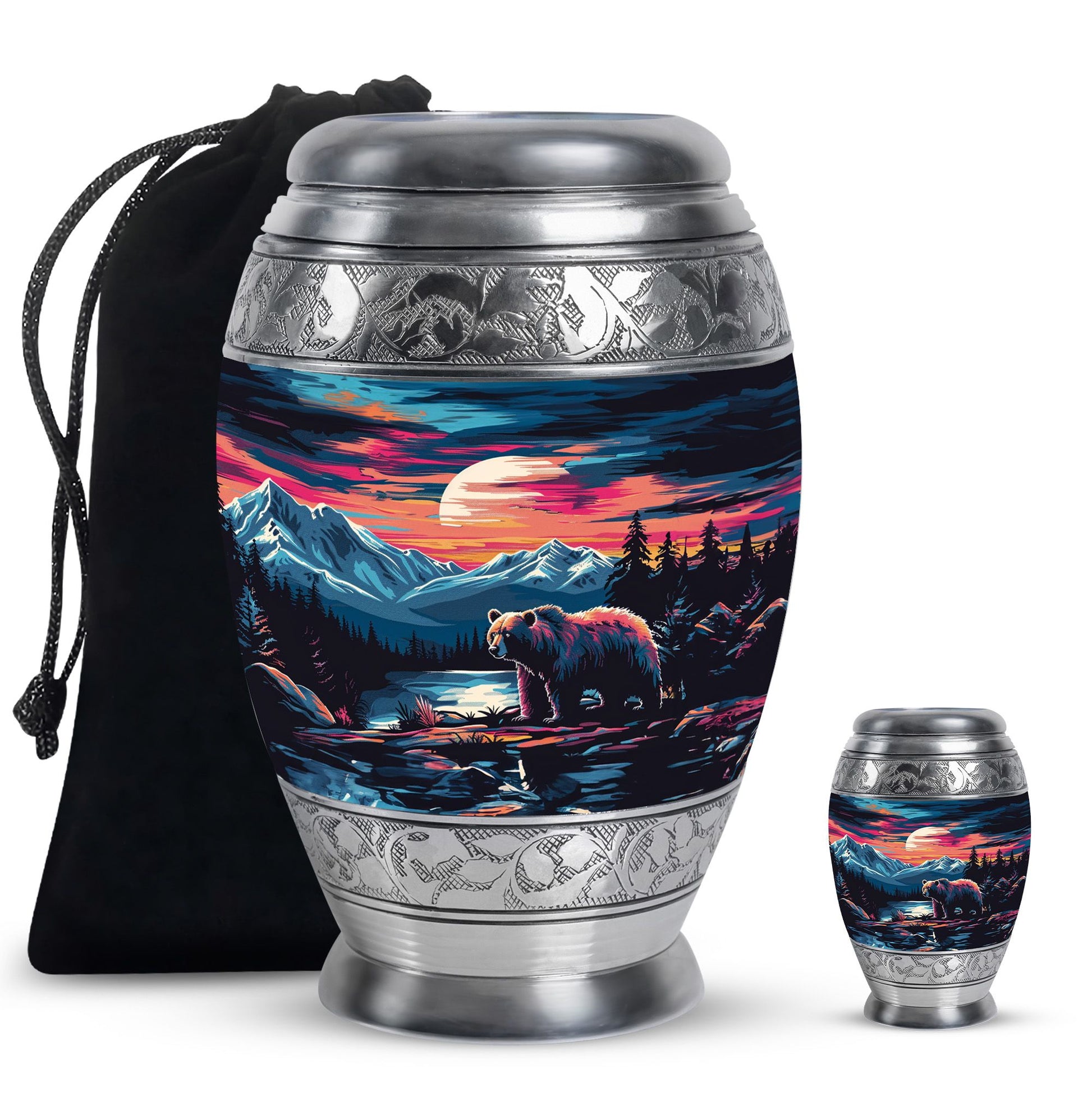 Bear Theme Large Urn With 1 Keepsake Urn