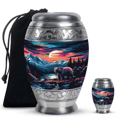 Bear Theme Large Urn With 1 Keepsake Urn
