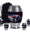Bear Theme Large Urn With 4 Keepsake Urn