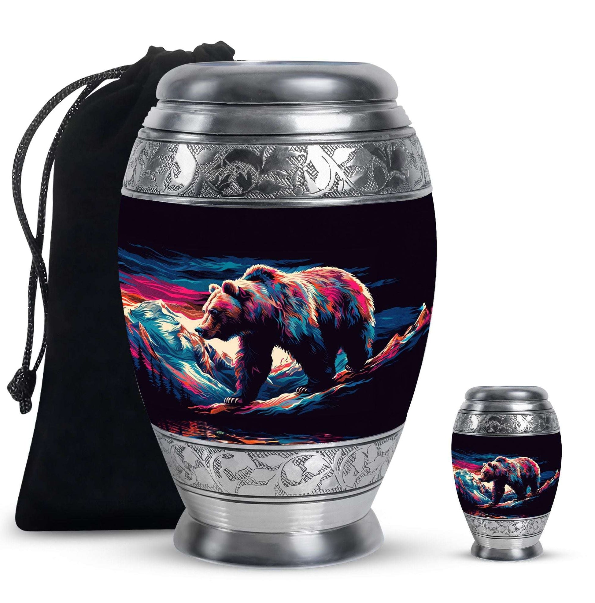 Bear Theme Large Urn With 1 Keepsake Urn