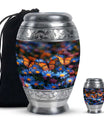 Butterfly Theme Large Urn With 1 Keepsake Urn