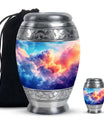 Clouds Theme Large Urn With 1 Keepsake Urn