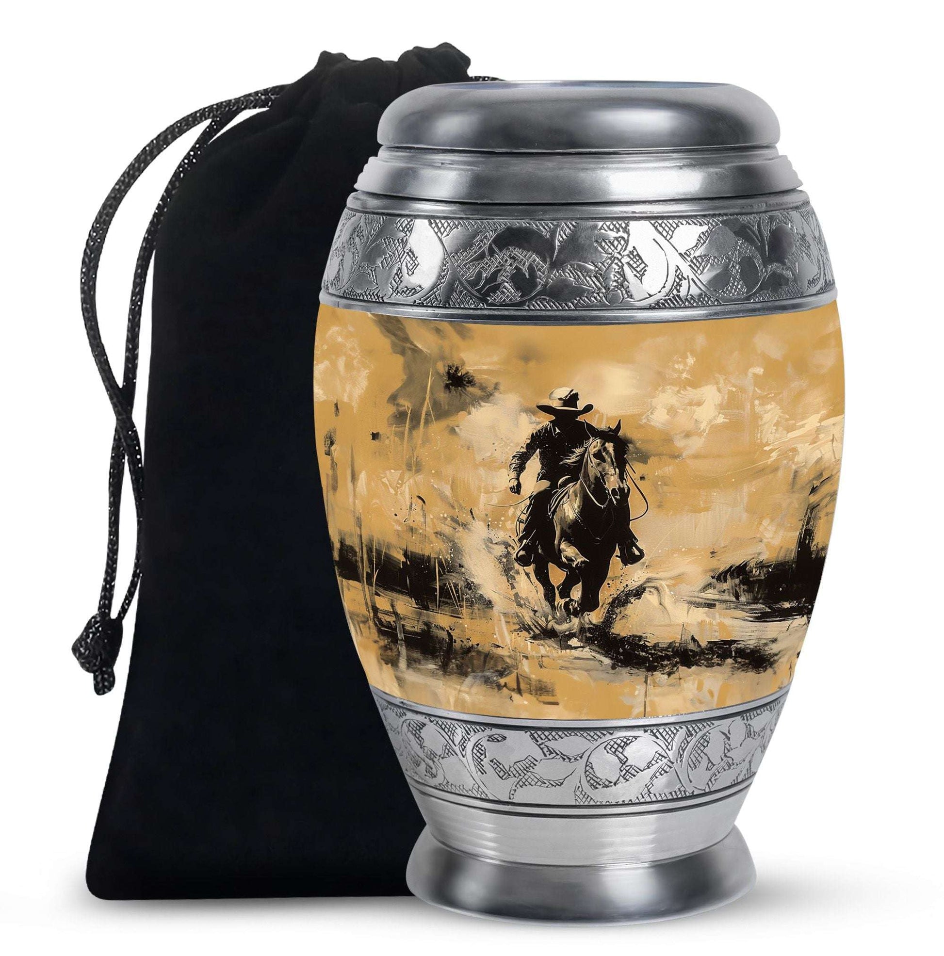 Cowboy Theme Large Urn 10 Inch