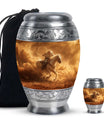 Cowboy Theme Large Urn With 1 Keepsake Urn
