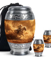 Cowboy Theme Large Urn With 2 Keepsake Urn
