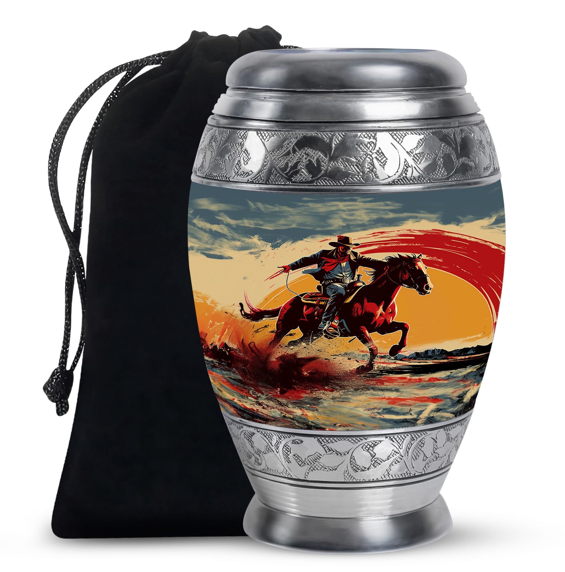 Cowboy Theme Large Urn 10 Inch