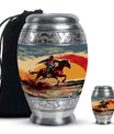 Cowboy Theme Large Urn With 1 Keepsake Urn