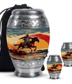 Cowboy Theme Large Urn With 2 Keepsake Urn